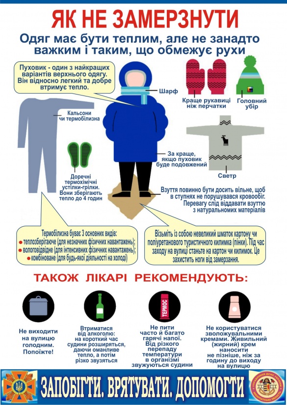 Як одягатися черкащанам, щоб уникнути переохолодження? (інфографіка)