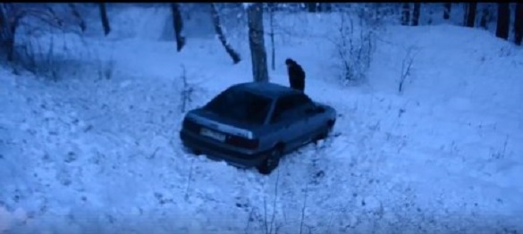 У Черкаській області через негоду автомобіль потрапив у кювет (ВІДЕО)