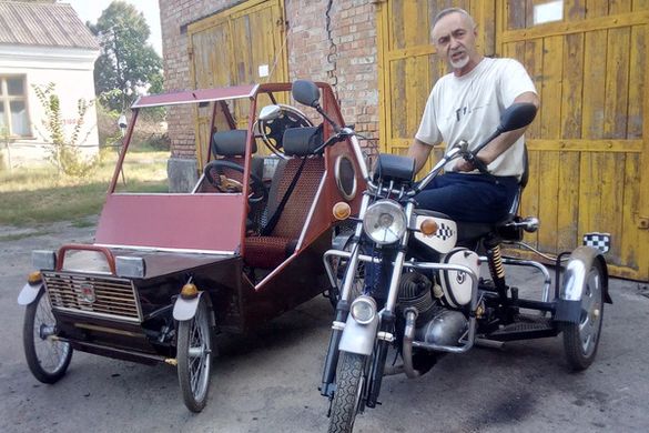 Черкащанин створив міні-автівку для внука зі старого моторолера (ФОТО)