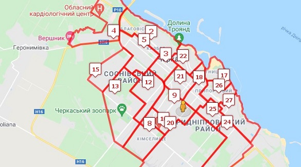 Мапа пунктів евакуації: де розташовані місця збору в Черкасах (адреси)