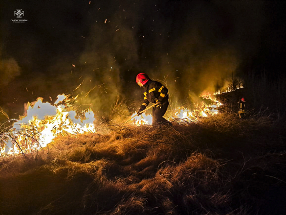 Рятувальники Черкащини ліквідували п'ять пожеж на відкритих територіях